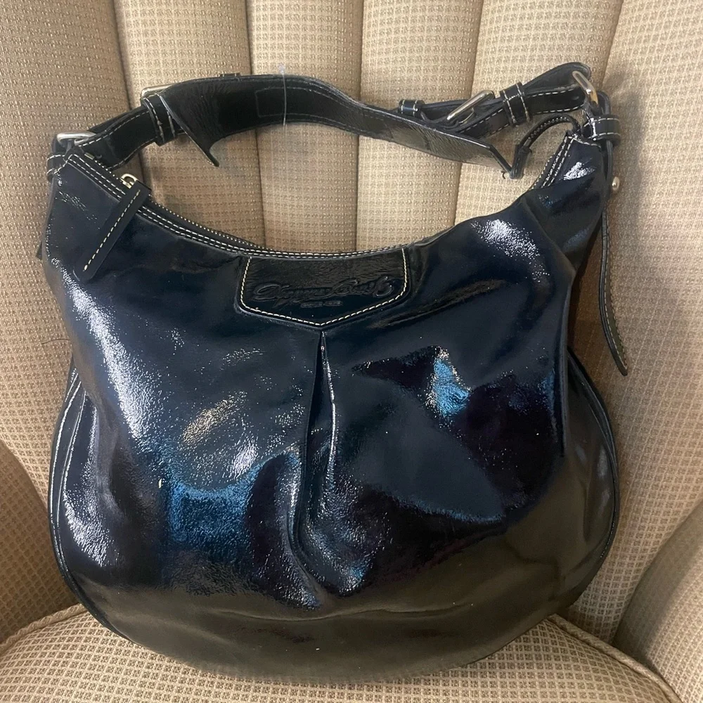 Dooney & Bourke Patent Leather Black Hobo Bag